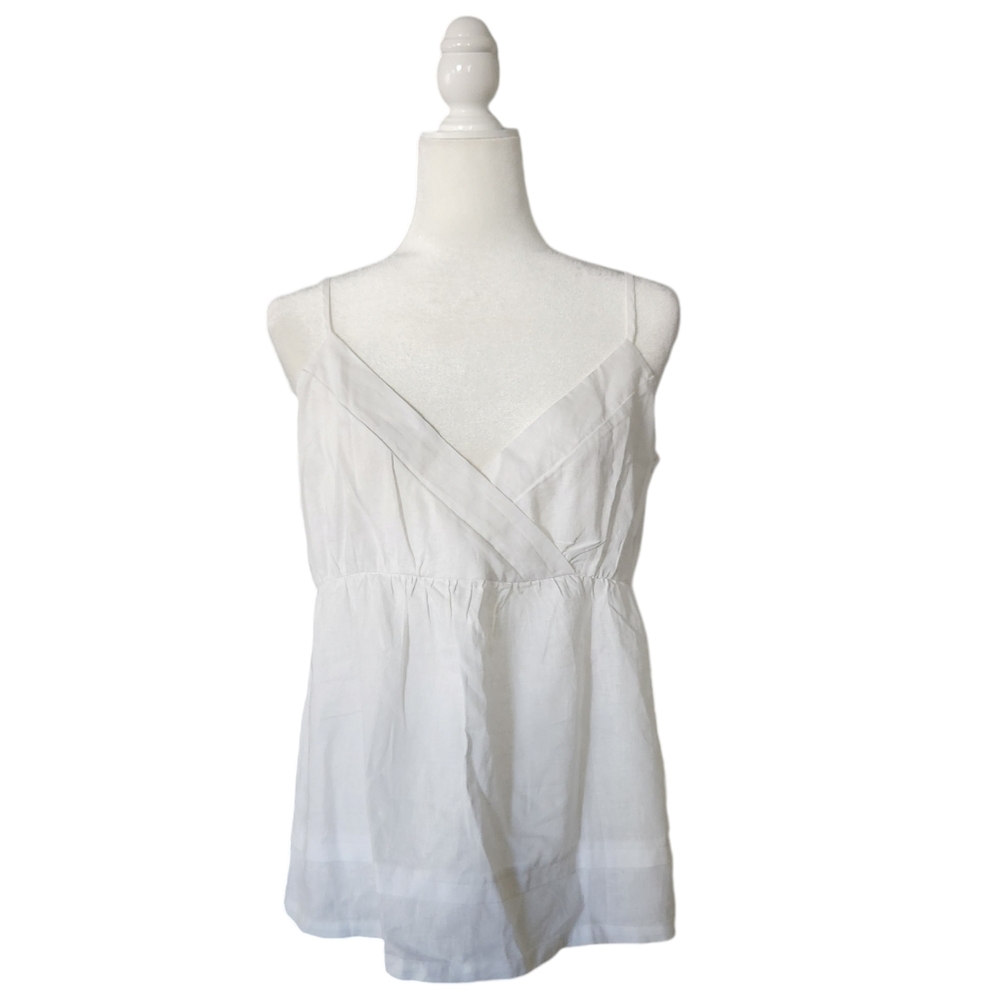Saks Fifth Avenue White Linen Blend Camisole Women's Size L Clean Girl Coquette